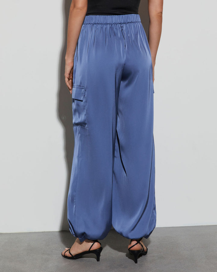 Alana Pocketed Satin Cargo Joggers