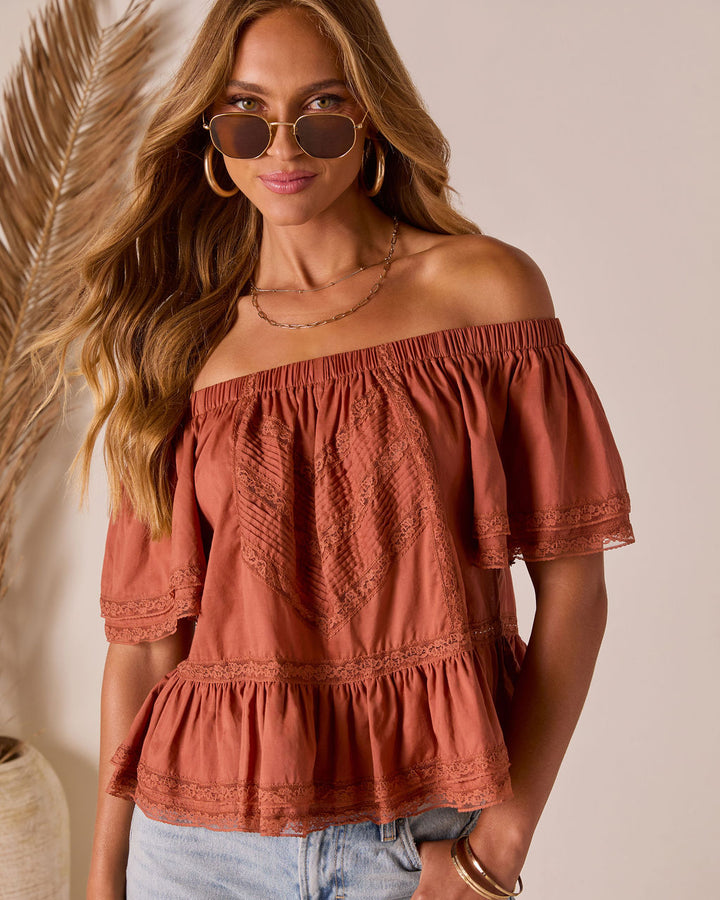 Evaline Off The Shoulder Top Rust