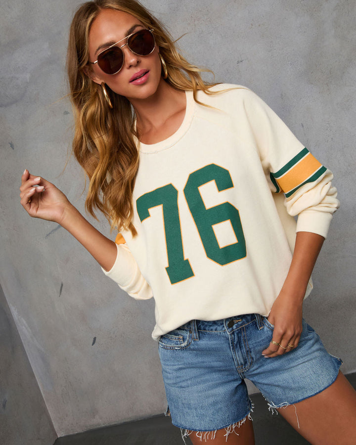 76 Jersey Long Sleeve Graphic Sweatshirt Cream Green