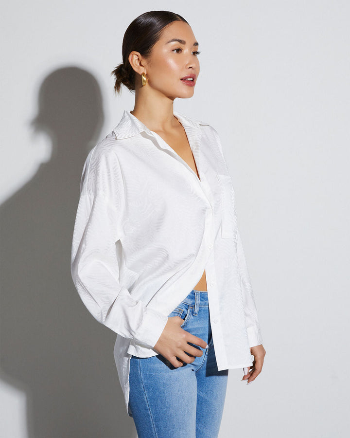 Sherlyn Satin Embossed Button Down Top