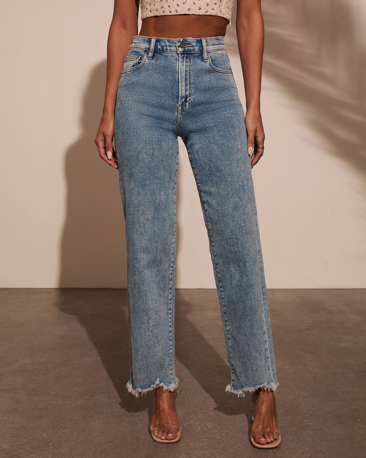 Mandy High Rise Stretch Frayed Relaxed Denim