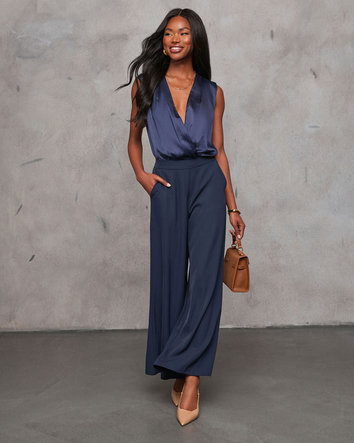 Phoenix Surplice Satin Sleeveless Bodysuit