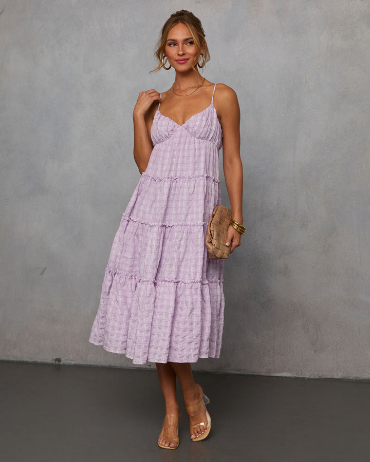 Butterfly Ballet Plaid Midi Dress