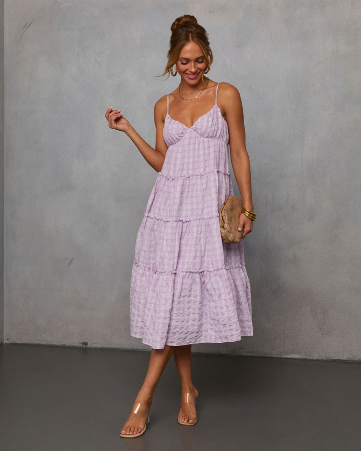 Butterfly Ballet Plaid Midi Dress