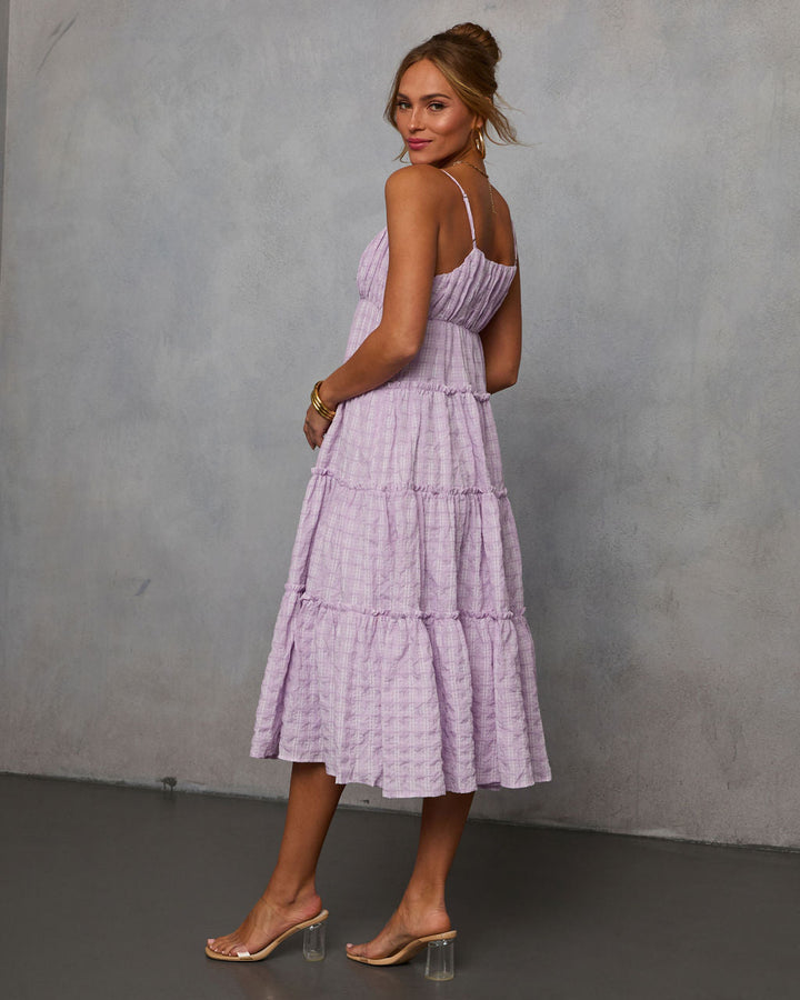 Butterfly Ballet Plaid Midi Dress