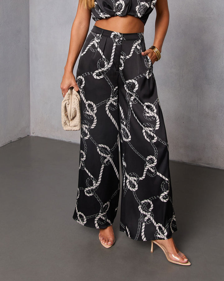 Dennie Printed Satin Wide Leg Pants