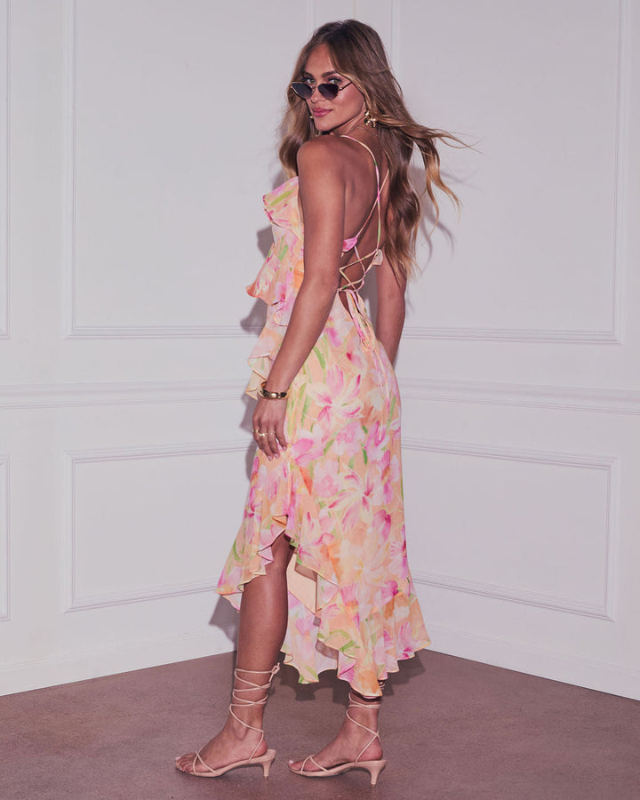 Garden Bliss Floral Tiered Midi Dress
