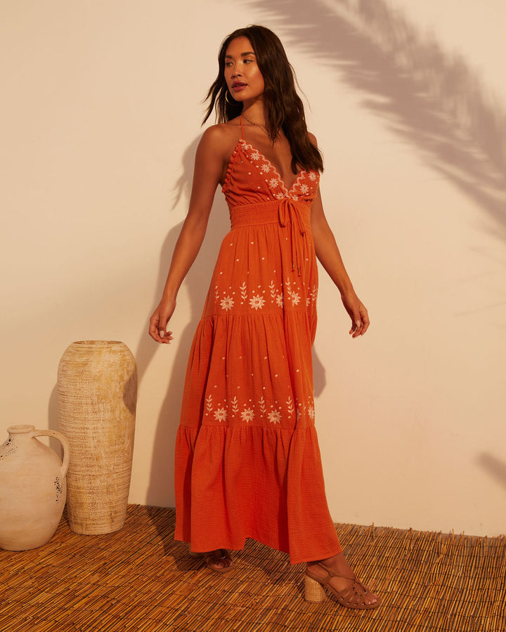 Adaline Tiered Maxi Dress Orange