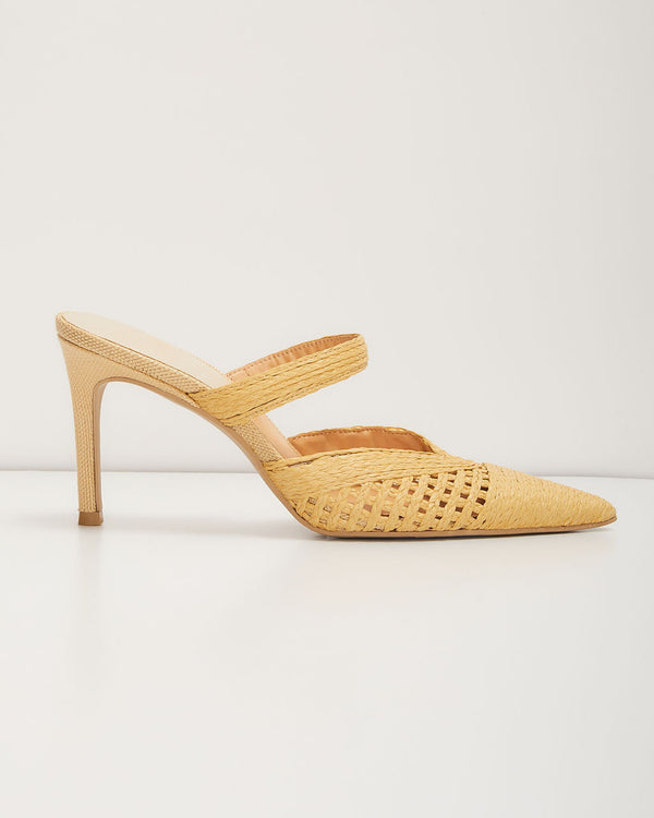 Kaline Raffia Pointed Toe Mules Natural