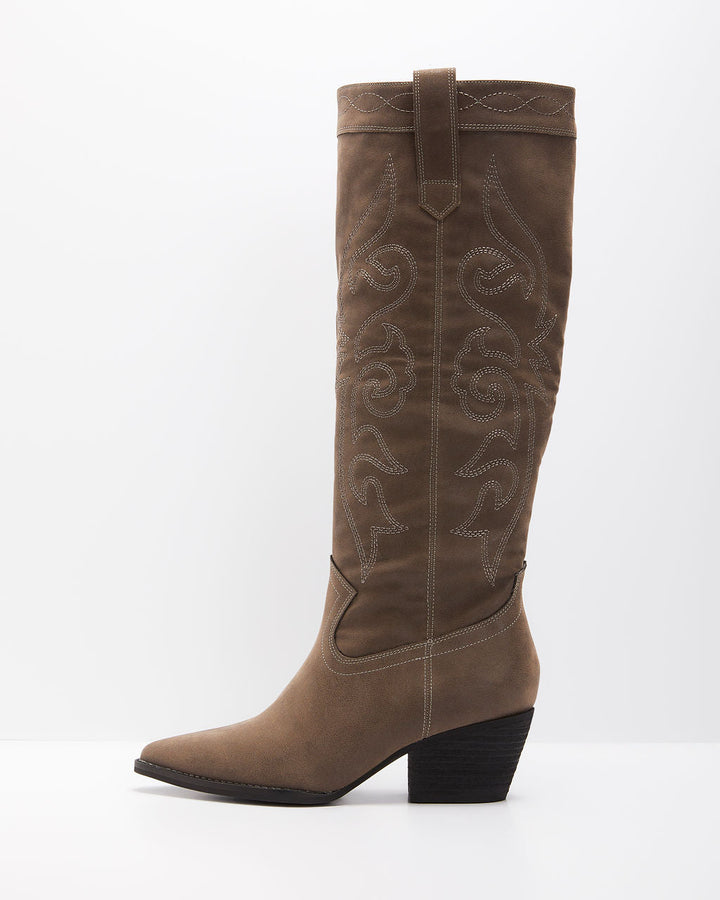 Vinny Knee High Western Boot Charcoal