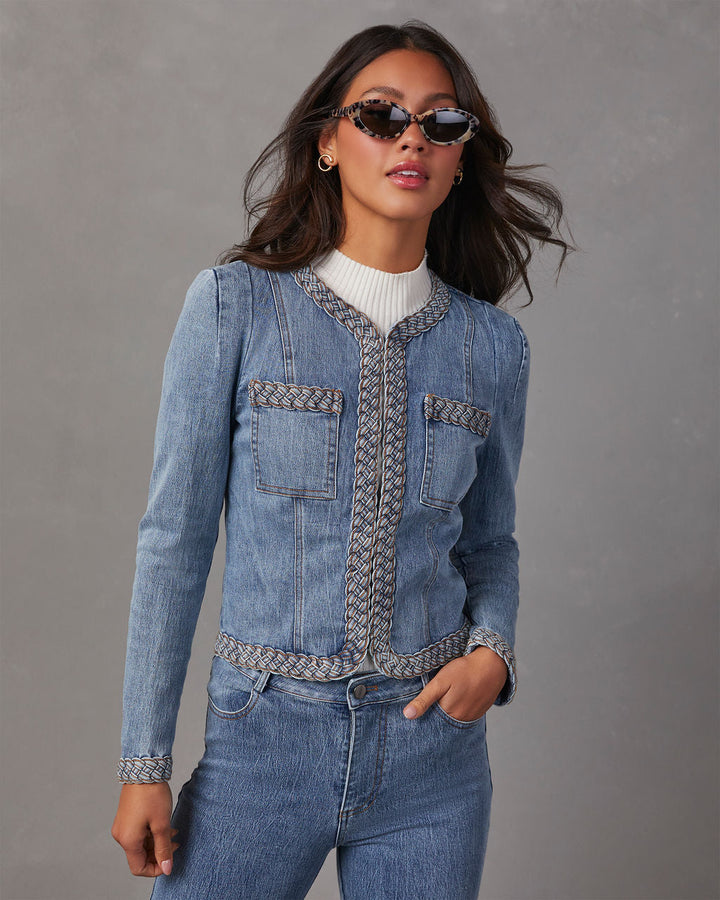 Farrow Braided Denim Tailored Jacket Denim