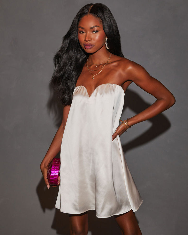 Evangeline Strapless Satin Mini Dress