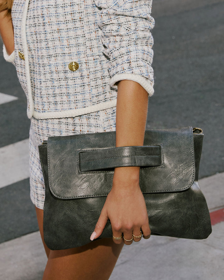 Come With Me Foldover Clutch Grey O S