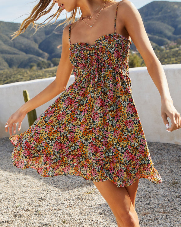 Flower Fields Ditsy Floral Mini Dress Pink Multi
