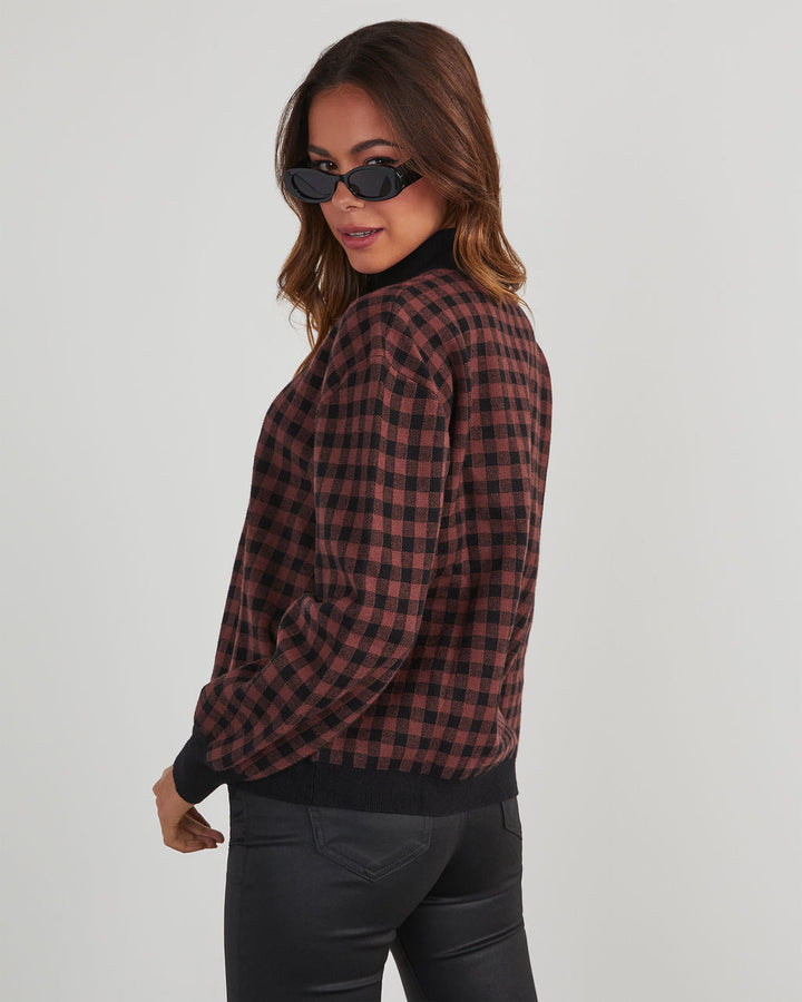Pratto Gingham Pullover Sweater Black