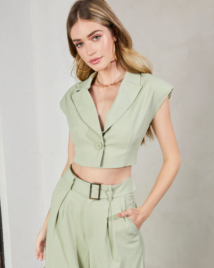 Katarina Sleeveless Cropped Blazer Top