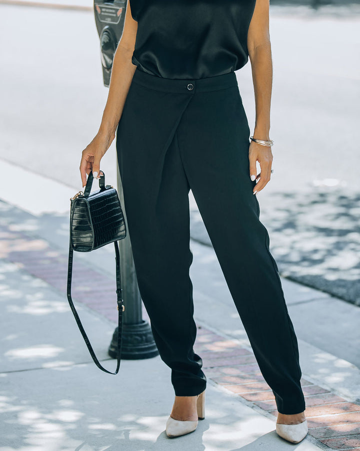 Uncommon Times Pocketed Asymmetrical Button Pants