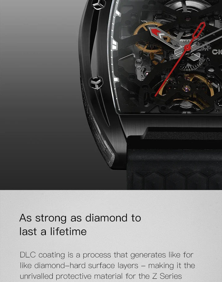 CIGA Design Z Series Men's Watch: Black DLC Skeleton with Casual Design