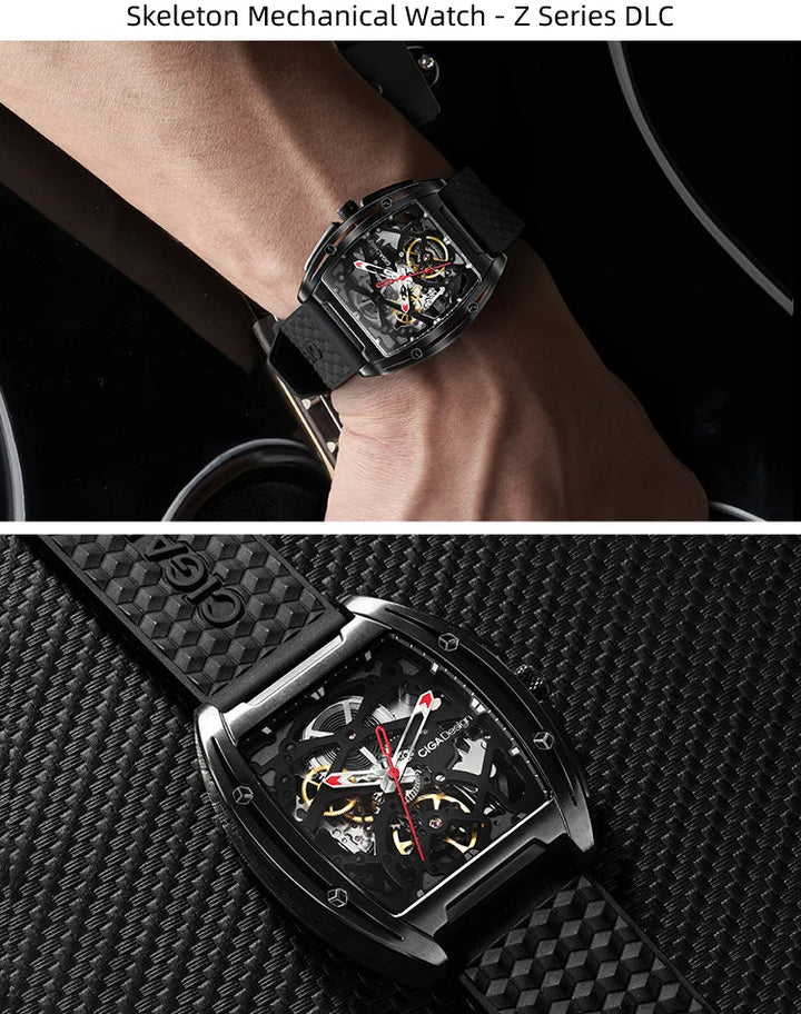 CIGA Design Z Series Men's Watch: Black DLC Skeleton with Casual Design
