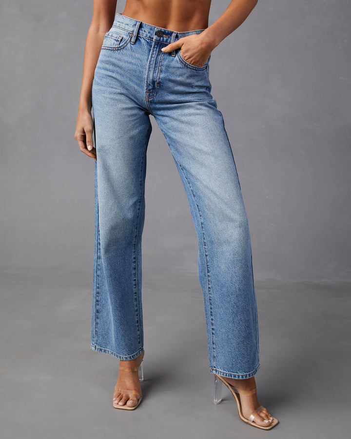 Brandis High Rise Straight Leg Jeans Medium Wash