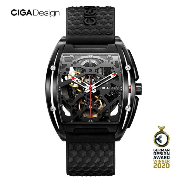 CIGA Design Z Series Men's Watch: Black DLC Skeleton with Casual Design Black
