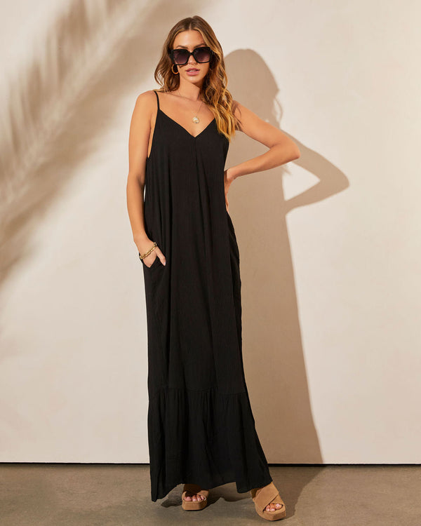 Kimonie Pocketed Maxi Dress Black