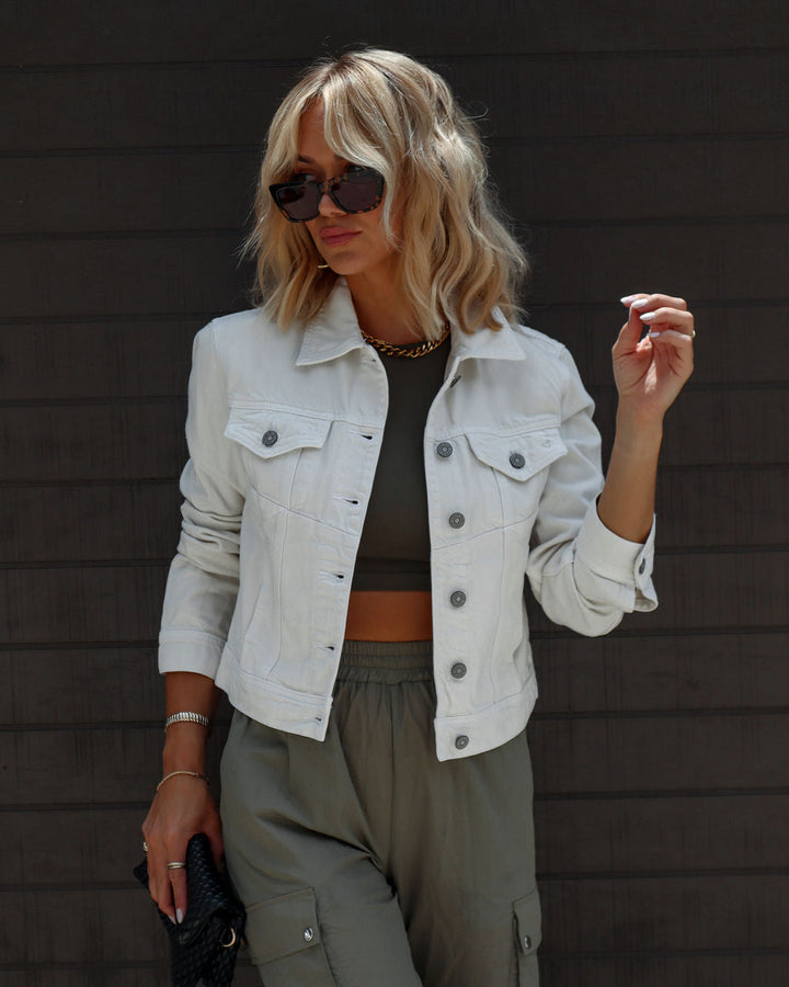 Blue Jean Baby Distressed Denim Jacket Ecru