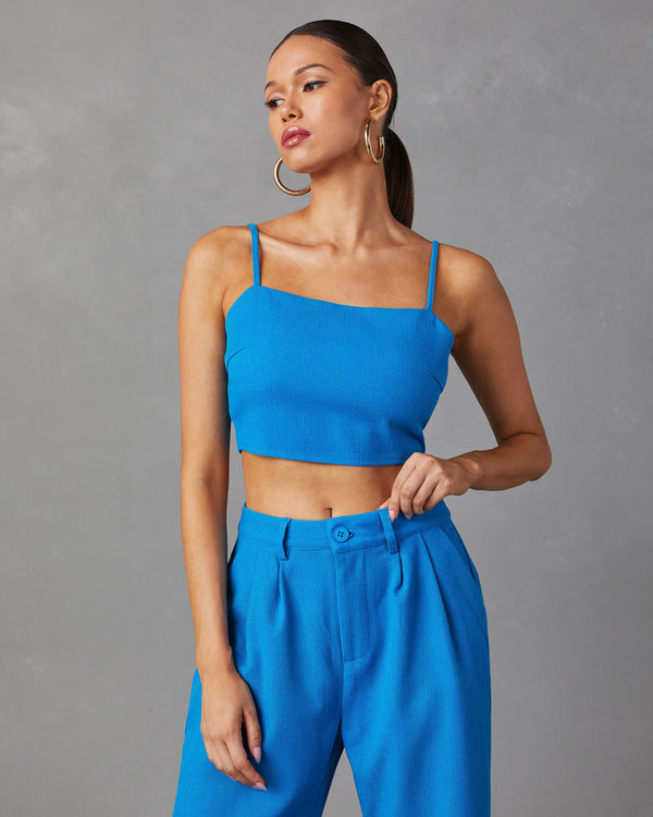 Tania Sleeveless Crop Top Blue