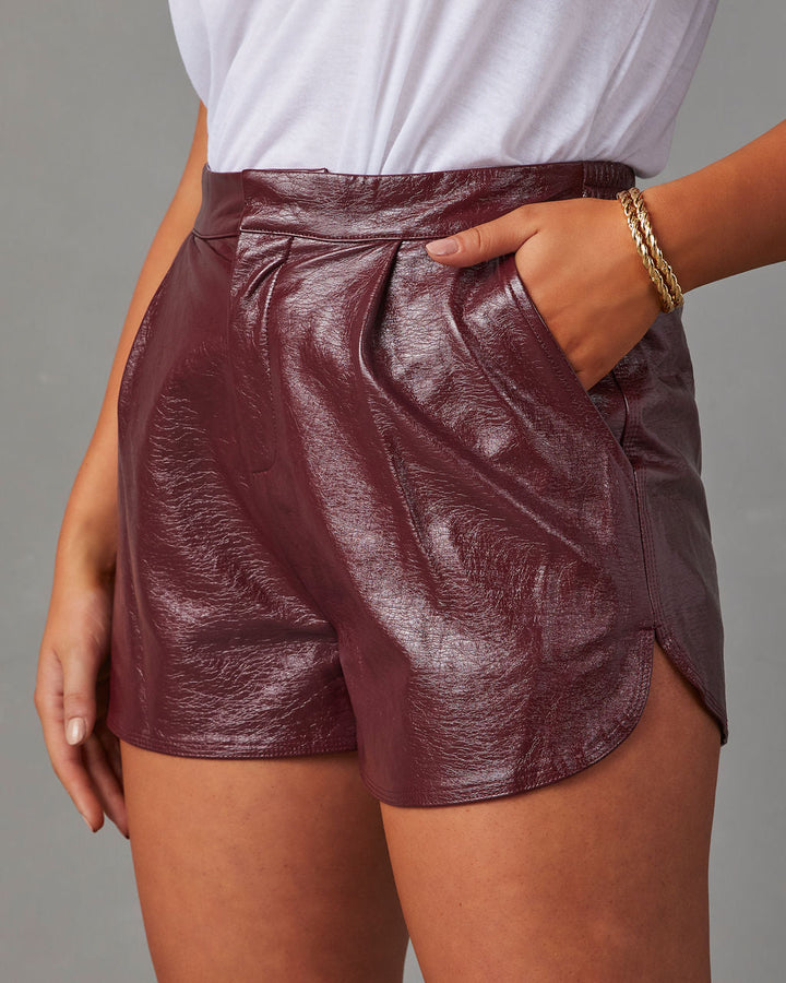Always On Point Faux Leather Pocketed Shorts