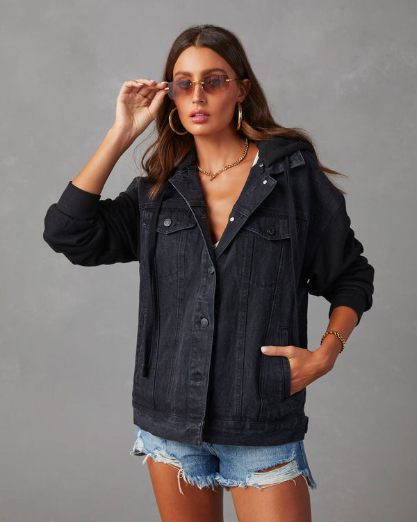 Gerardi Hooded Denim Jacket Black