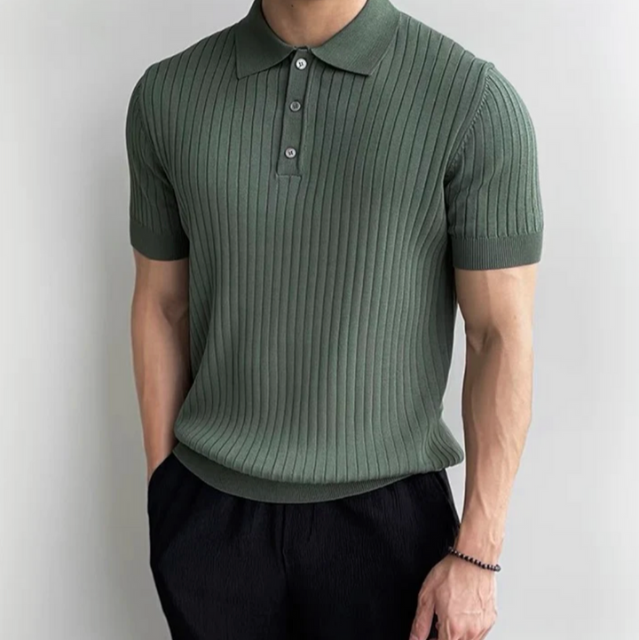 Ribbed Polo Shirt Green