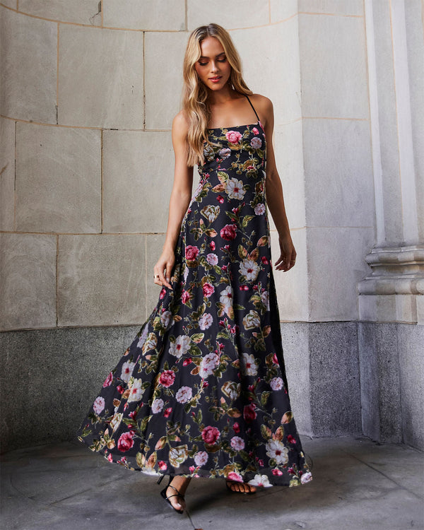 Jordie Floral Maxi Dress Black