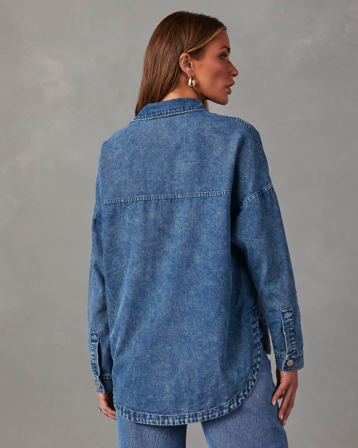 Boardwalk Cotton Blend Vintage Button Down Top