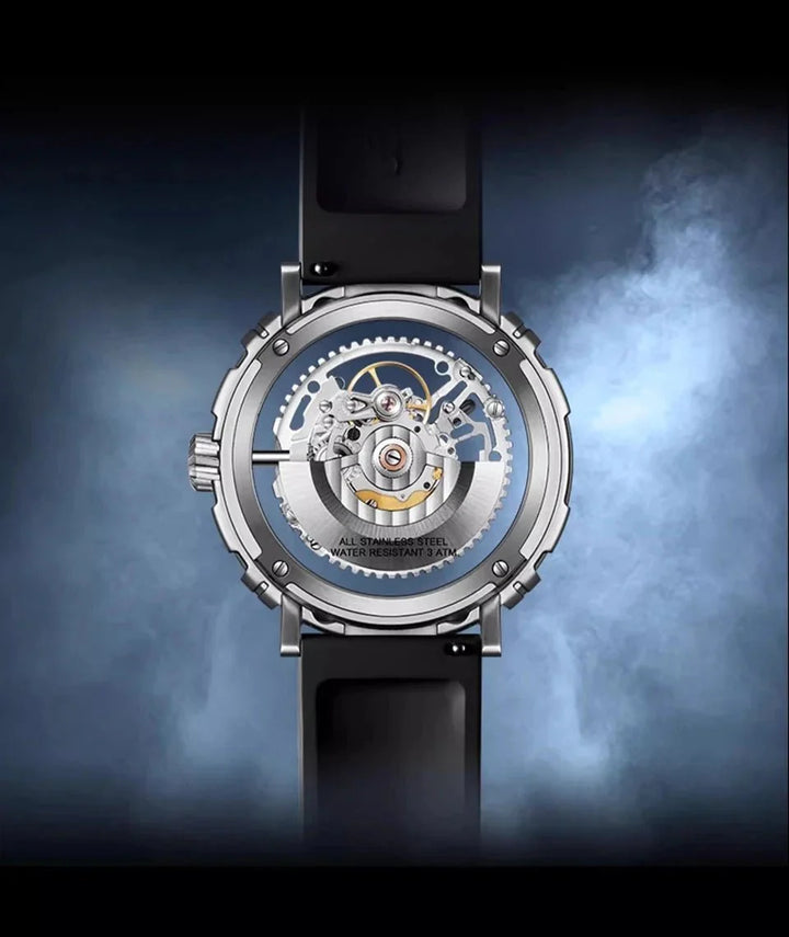 CIGA Design Men's Watch: 3-in-1 Titanium Skeleton with Fluororubber Strap