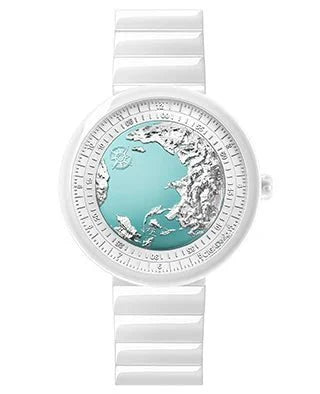 CIGA Design U Series Women's Watch: Blue Planet Ice Age Ceramic Strap