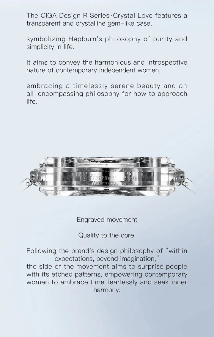 CIGA Design R Series Women's Watch: Crystal Love Skeleton with 3 Straps