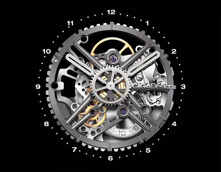CIGA Design Men's Watch: 3-in-1 Titanium Skeleton with Fluororubber Strap
