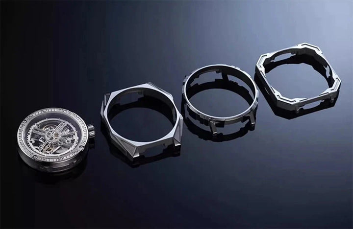 CIGA Design Magician Series Men's Watch: 3-in-1 Skeleton with Steel Case & Fluororubber Strap