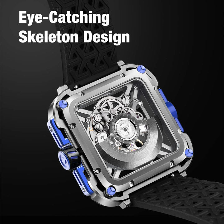 CIGA Design X Series Men's Watch: Titanium Skeleton with Luminous Design & Two Straps