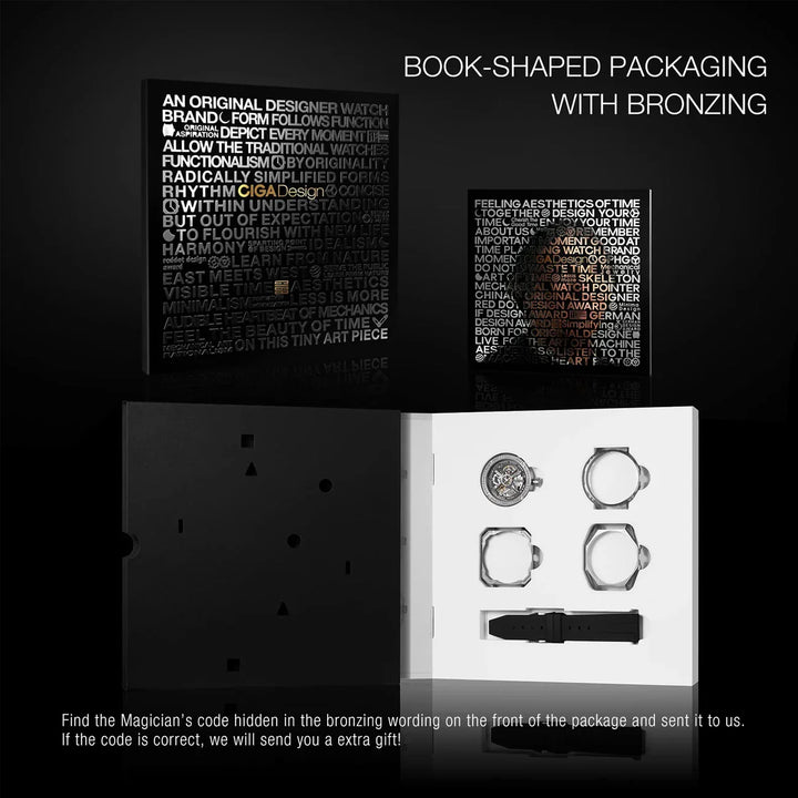 CIGA Design Men's Watch: 3-in-1 Titanium Skeleton with Fluororubber Strap