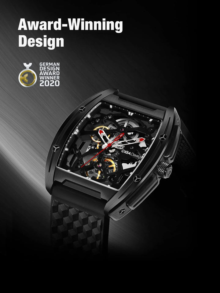 CIGA Design Z Series Men's Watch: Black DLC Skeleton with Casual Design