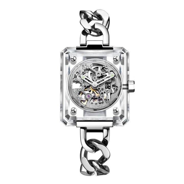 CIGA Design R Series Women's Watch: Crystal Love Skeleton with 3 Straps Transparent Crystal