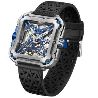 CIGA Design X Series Men's Watch: Titanium Skeleton with Luminous Design & Two Straps