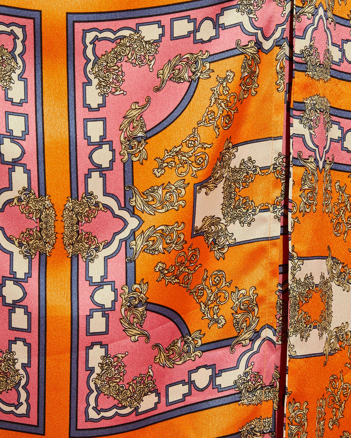 Manique Satin Printed Side Tie Midi Skirt