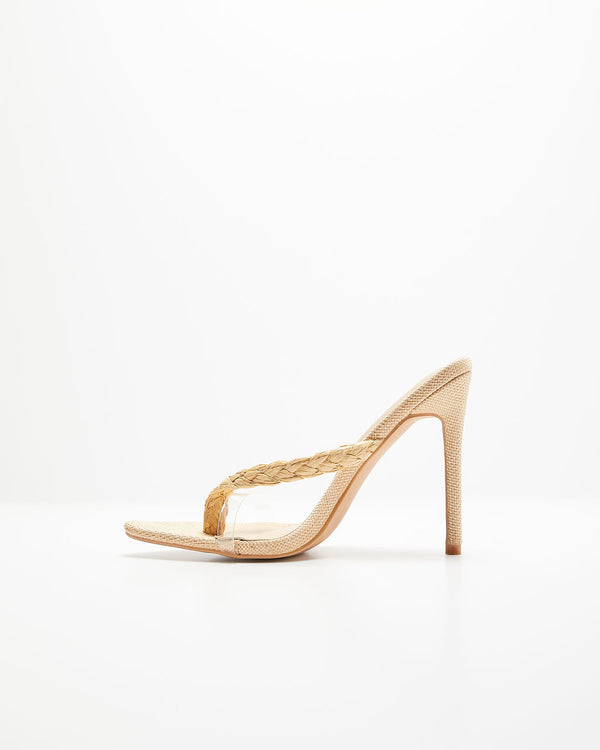 Nitro Woven Strap Slip On Stiletto Heels Nude