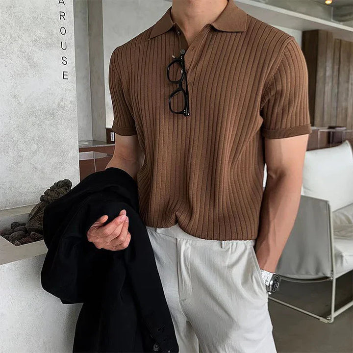 Ribbed Polo Shirt Brown