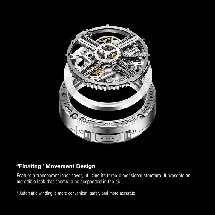 CIGA Design Men's Watch: 3-in-1 Titanium Skeleton with Fluororubber Strap