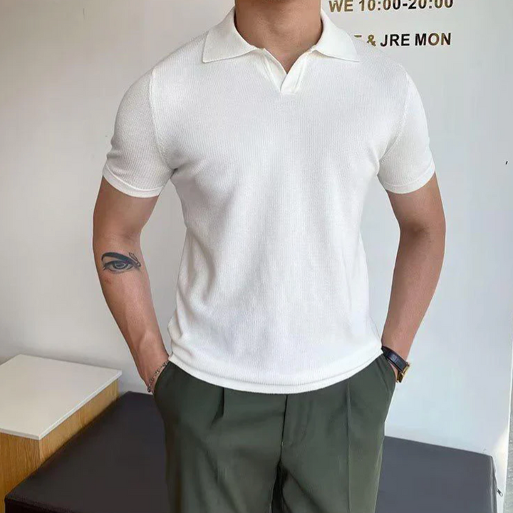 Vannes V-Neck Polo White