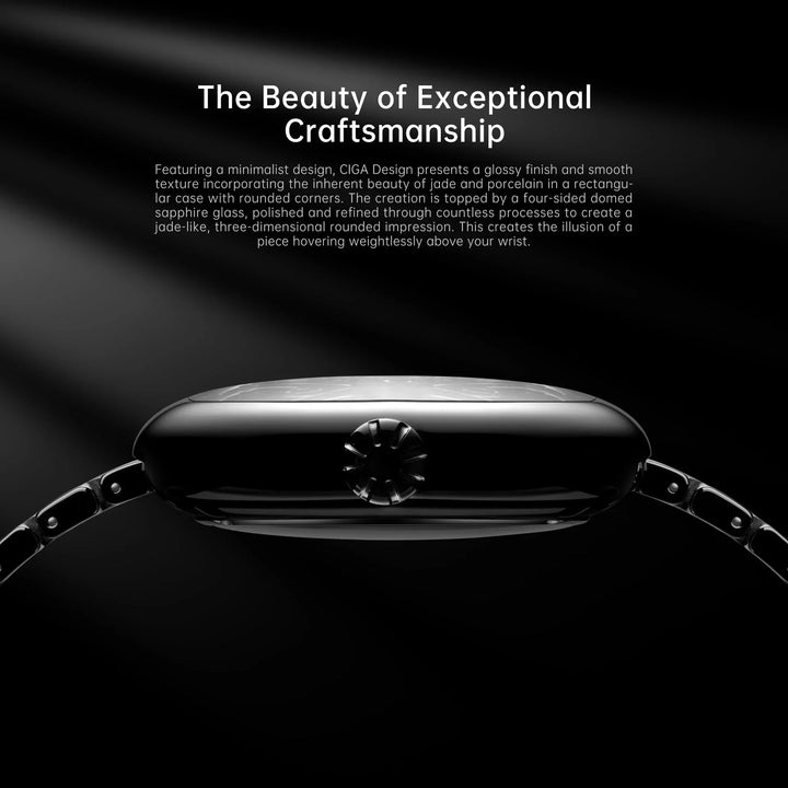 CIGA Design Y Series Watch: Eastern Jade Black Skeleton with Luminous Ceramic Case