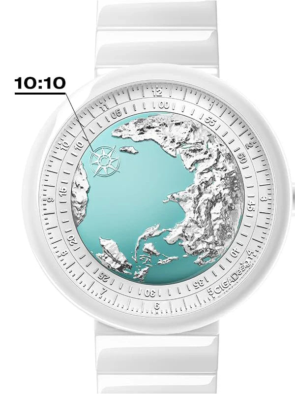 CIGA Design U Series Women's Watch: Blue Planet Ice Age Ceramic Strap
